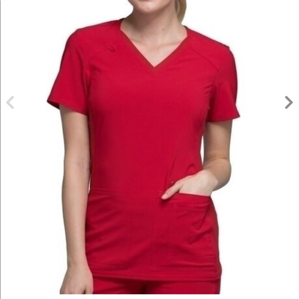Women's V-Neck Knit Panel Solid Scrub Top
